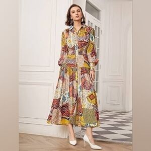 Colorful‎ Patchwork Long Sleeve Dress